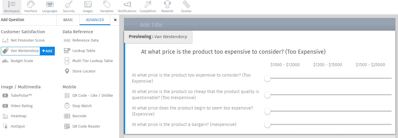 van westendorp price sensitivity question type surveyanalytics