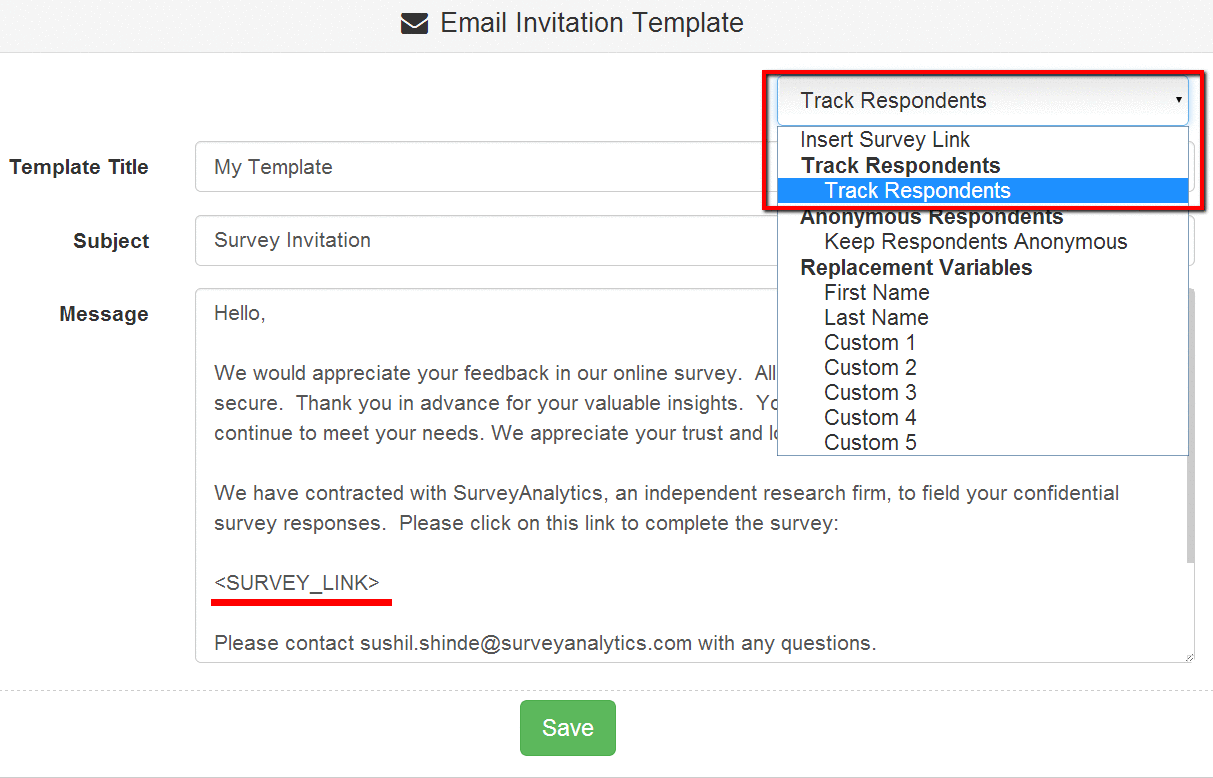 Respondent tracking, Track respondents in surveys