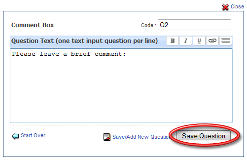Text Entry Question