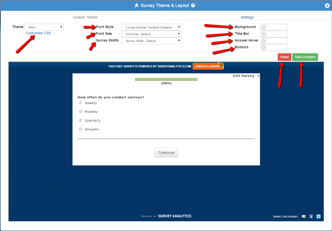 Navigation buttons in surveys